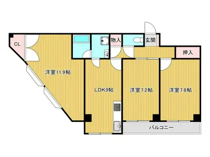 シャンテFUSHITA(3LDK/2階)の間取り写真