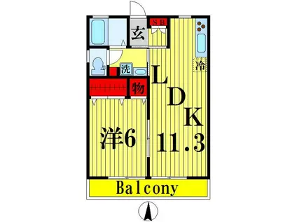 清和ハイツ(1LDK/1階)の間取り写真