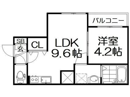 STAR MAISON 寝屋川(1LDK/3階)の間取り写真