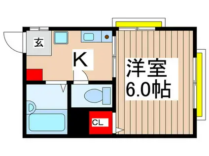 サンシャインヒルズ(1K/2階)の間取り写真