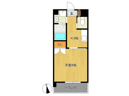 サンシャイン吹付(1K/2階)の間取り写真