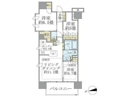 ブリリア三河島ステーションフロント(3LDK/9階)の間取り写真