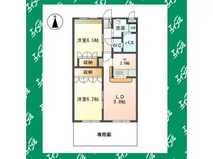 コーポ砂田(2LDK/1階)の間取り写真