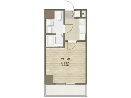 第5荒野ビル(1K/2階)の間取り写真