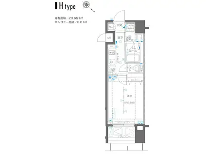 ZOOM横浜関内(1K/9階)の間取り写真