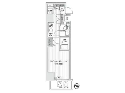 PRIMAL GOTANDA(1K/3階)の間取り写真