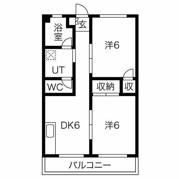 森ビル(1LDK/7階)の間取り写真