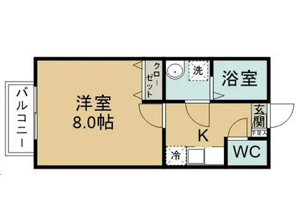 ライラックコート(1K/3階)の間取り写真