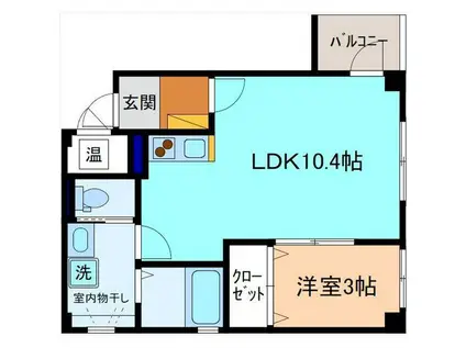 イースト21若宮(1LDK/3階)の間取り写真