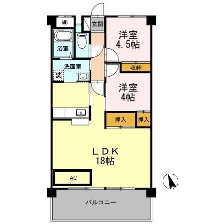 ロゼオパラッツオ(2LDK/1階)の間取り写真