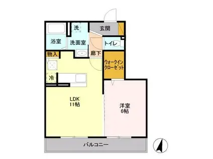 D-ROOM住吉(1LDK/1階)の間取り写真