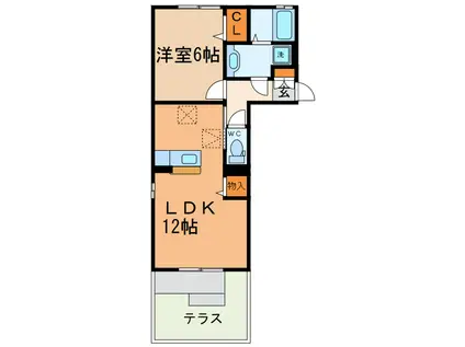 ディアコート(1LDK/1階)の間取り写真