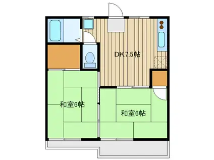 フラット泉(2DK/2階)の間取り写真