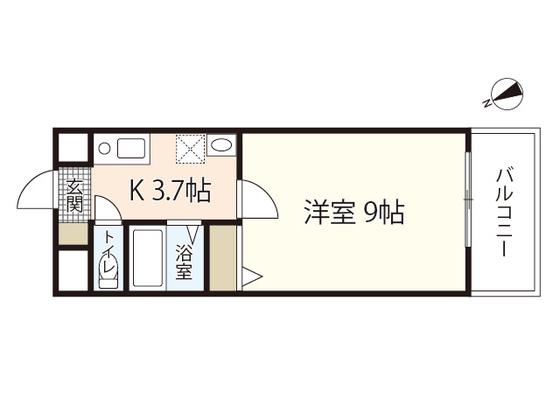 CASA・DEL・RIO(1K/3階)の間取り写真