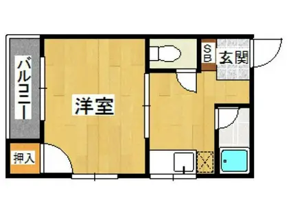 ウエストヴィラ祖原山(1DK/1階)の間取り写真