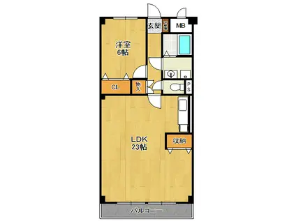 ヴィエント(1LDK/2階)の間取り写真