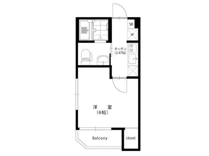 メゾン フルール(1K/2階)の間取り写真