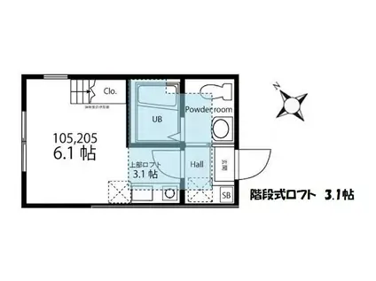 ハーミットクラブハウス菊名Ⅲ・C棟(ワンルーム/2階)の間取り写真