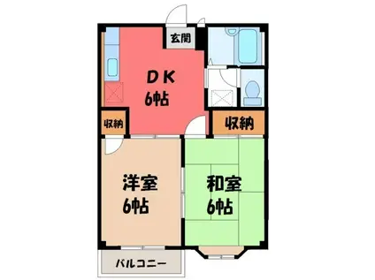 シティーメゾン(2DK/1階)の間取り写真