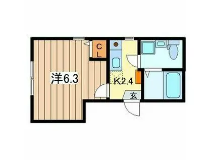 レゼール1(1K/1階)の間取り写真