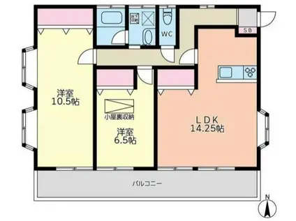 JR横浜線 橋本駅(神奈川) 徒歩5分 2階建 築27年(2LDK/2階)の間取り写真