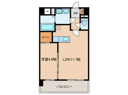 地下鉄箱崎線 貝塚駅(福岡) 徒歩19分 8階建 新築(1LDK/7階)の間取り写真