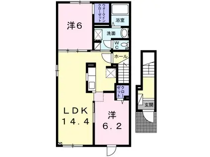 ビッグイーストTAK1(2LDK/2階)の間取り写真