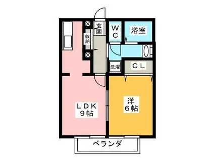 ガーデンハウス清和D(1LDK/2階)の間取り写真
