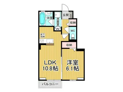 SOLANA(1LDK/1階)の間取り写真