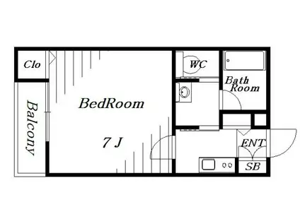 ルミエール エタンセル ドゥー(1K/1階)の間取り写真