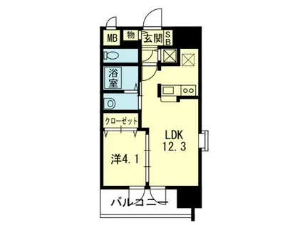 ライズ熊大病院前II(1LDK/8階)の間取り写真