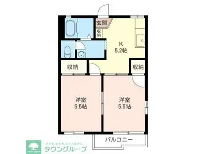 フローラル パレス A(2K/2階)の間取り写真