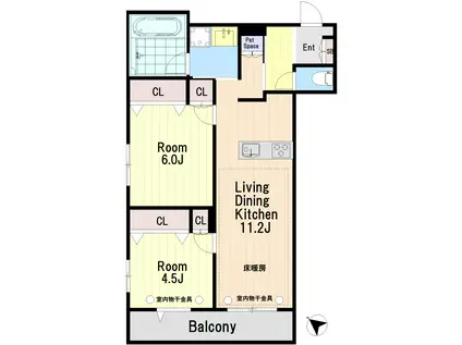 フルール西ケ原(2LDK/2階)の間取り写真