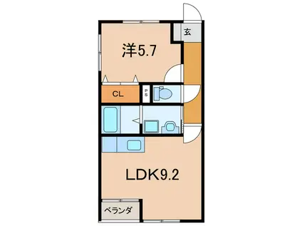 ブリリア春日(1LDK/1階)の間取り写真