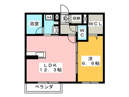 シャーメゾン エミネンシア(1LDK/2階)の間取り写真