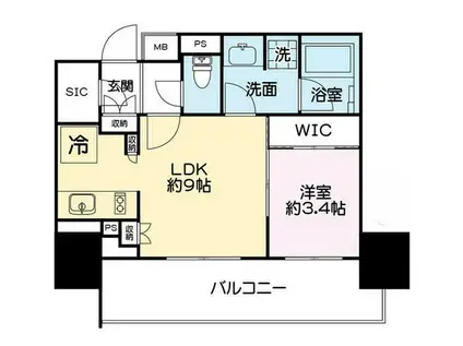 レーベン青森新町 THE GRAND MID(1LDK/10階)の間取り写真