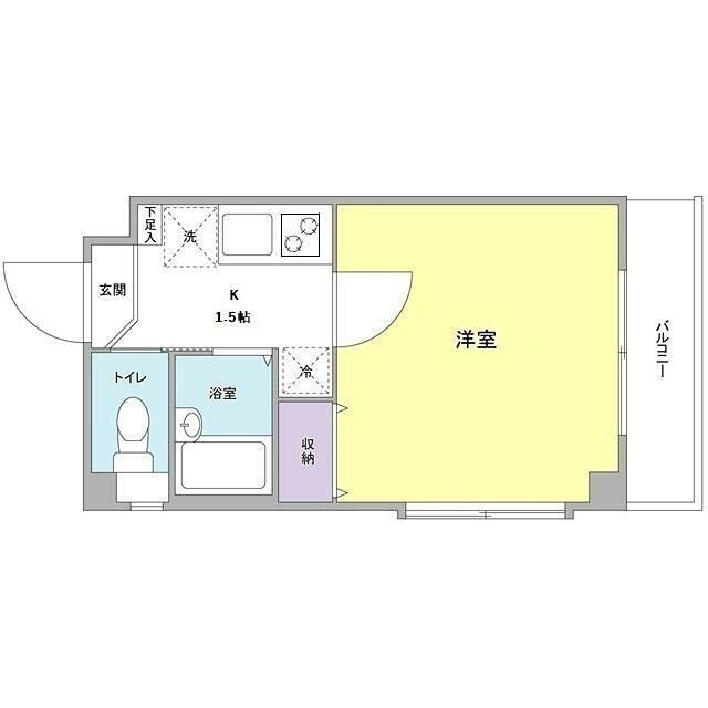 メゾンフラワー田園調布(1K/2階)の間取り写真