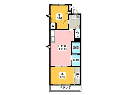 ファインパーク薬師B棟(2LDK/3階)の間取り写真