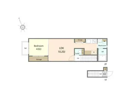 エムズコート二軒茶屋(1LDK/2階)の間取り写真