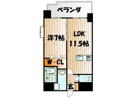 LEON篠崎橋(1LDK/9階)の間取り写真