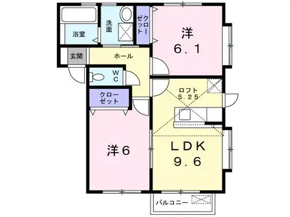 フォー・クラブ・タウンD棟(2LDK/2階)の間取り写真