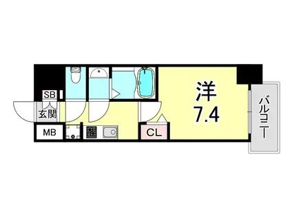 ファーストフィオーレ尼崎グランウエスト(1K/11階)の間取り写真
