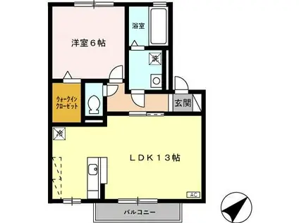 ジャルダン ポス A棟(1LDK/1階)の間取り写真