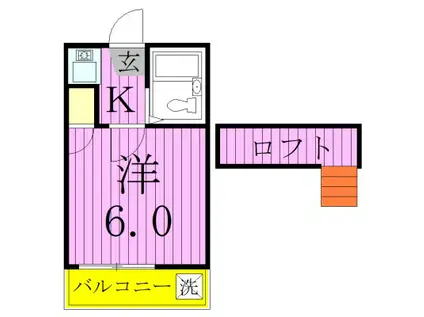 LA CASA大吉(1K/1階)の間取り写真