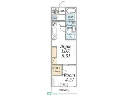 リブリ・足立区竹の塚6(1LDK/2階)の間取り写真