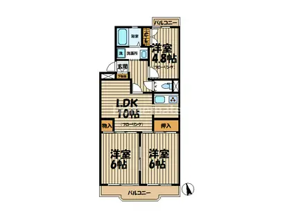 メルベーユ(3LDK/2階)の間取り写真