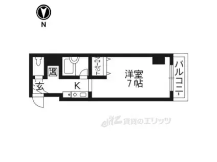 グランディール百万遍(1K/4階)の間取り写真