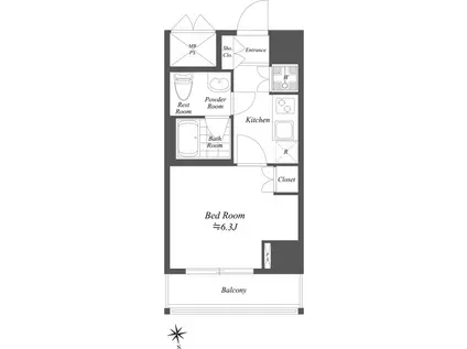 コンデ相模原(1K/2階)の間取り写真