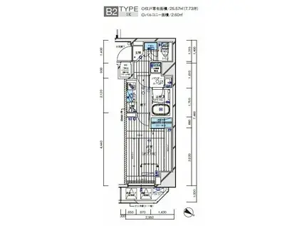 メインステージ横濱伊勢佐木III(1K/7階)の間取り写真