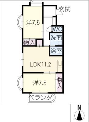 メリーホーム(2LDK/3階)の間取り写真